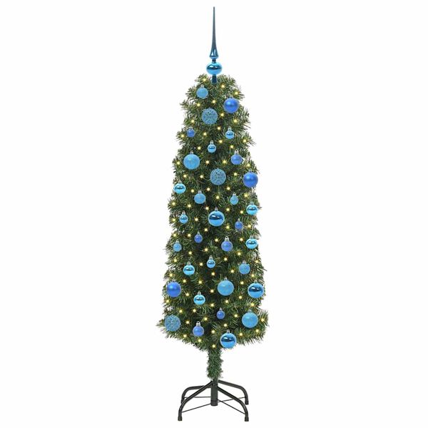 vidaXL Kunstkerstboom Groen 150 cm PVC en Staal en Kunststof