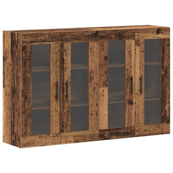 vidaXL Wandgemonteerde Kasten 2 pcs Oud hout 69,5 x 34 x 90 cm