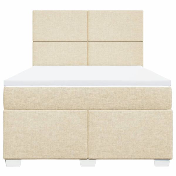 vidaXL Boxspring met matras stof cr&egrave;mekleurig 140x190 cm