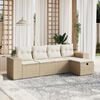 vidaXL 5-delige Loungeset met kussens poly rattan beige