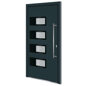 vidaXL Voordeur 100x200 cm aluminium en PVC antracietkleurig