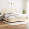 vidaXL Boxspring met matras stof cr&egrave;mekleurig 200x200 cm