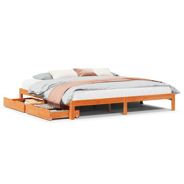 vidaXL Bedframe met lades massief grenenhout wasbruin 180x200 cm