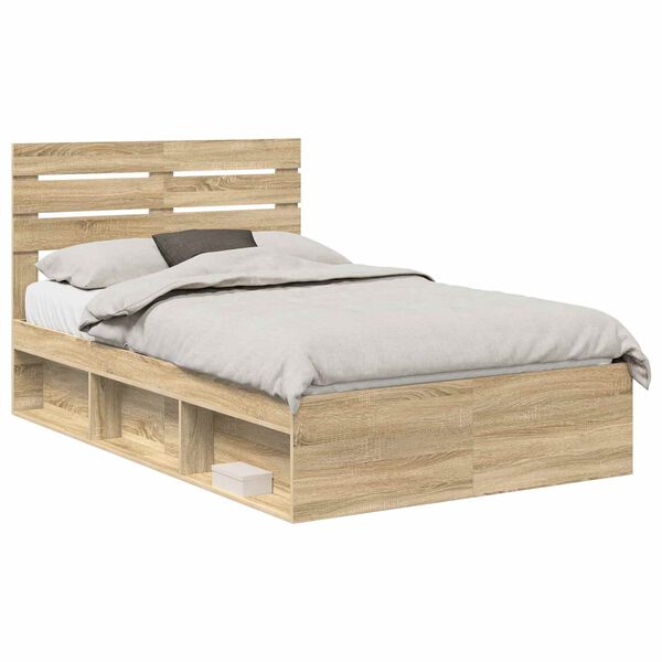 vidaXL Bedframe met hoofdeinde Sonoma 120 x 200 cm Massief grenenhout