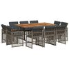 vidaXL 11-delige Tuinset met kussens poly rattan grijs