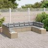 vidaXL Tuinbankenset met kussen 10 pcs Beige en Licht Grijs Polyrattan