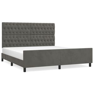 vidaXL Bedframe met hoofdeinde fluweel donkergrijs 180x200 cm