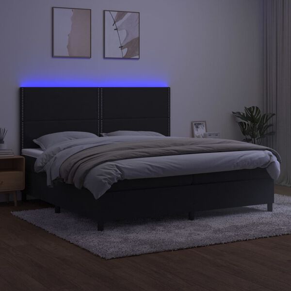 vidaXL Boxspring met matras en LED fluweel zwart 200x200 cm