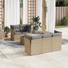 vidaXL 6-delige Loungeset met kussens poly rattan beige