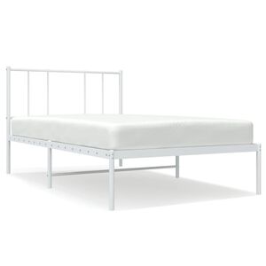 vidaXL Bedframe met hoofdbord metaal wit 90x200 cm