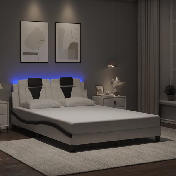 vidaXL Bedframe "Viana" met LED zonder matras wit en zwart 140x190 cm