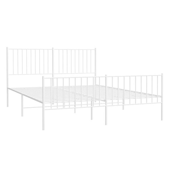 vidaXL Bedframe met hoofd- en voeteneinde metaal wit 160x200 cm