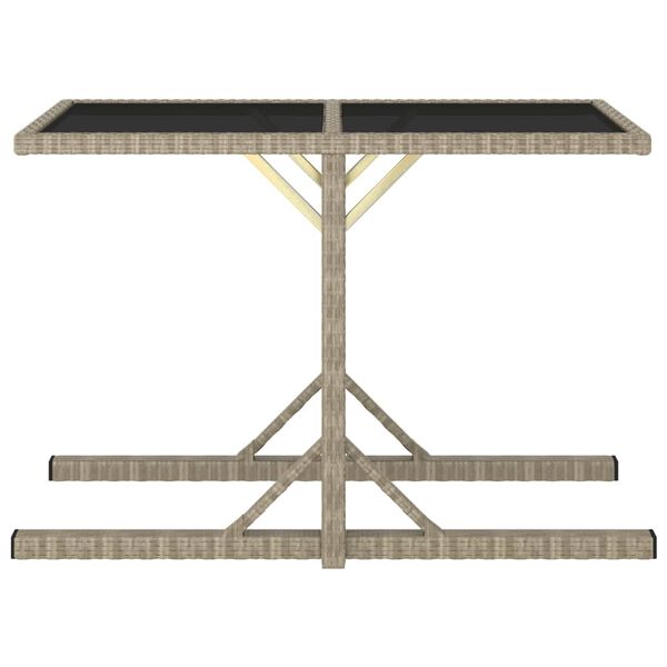 vidaXL Tuintafel 110x53x72 cm glas en poly rattan beige