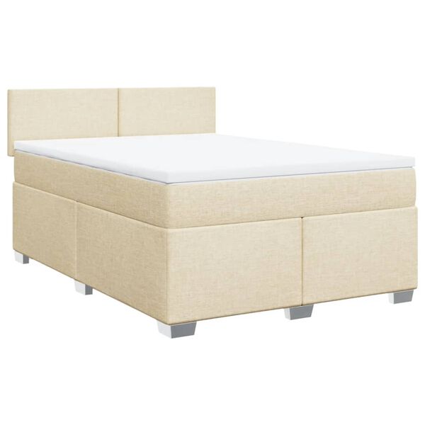vidaXL Boxspring met matras stof cr&egrave;mekleurig 140x190 cm