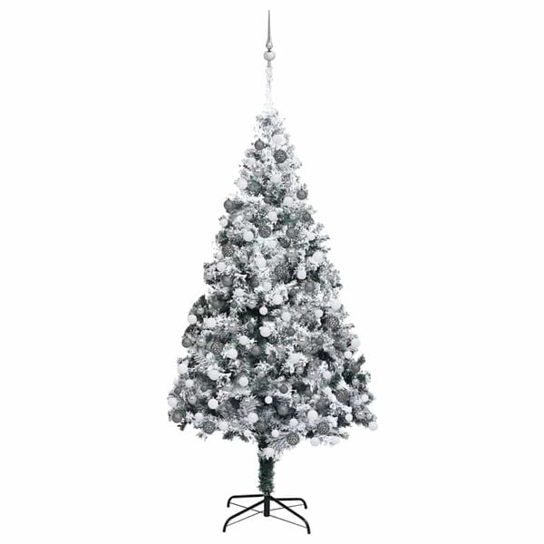 vidaXL Kunstkerstboom met 300 LED Wit 180 cm PVC en Staal en Kunststof