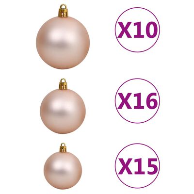 vidaXL Kunstkerstboom met verlichting en kerstballen 240 cm PVC roze
