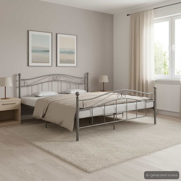 vidaXL Bedframe zonder matras metaal grijs 140x200 cm