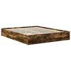 vidaXL Opslag bed met lade Gerookt eiken 160 x 200 cm Bewerkt hout