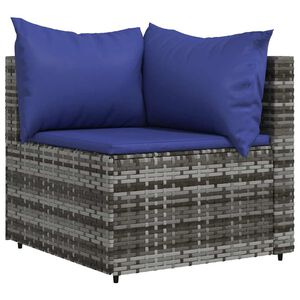 vidaXL Tuinhoekbank met kussens poly rattan grijs