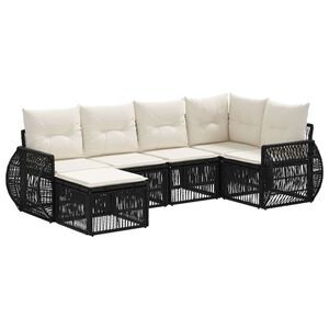 vidaXL Tuinbankenset 6 pcs Zwart en Cream Wit poly rattan