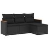 vidaXL 4-delige Loungeset met kussens poly rattan zwart