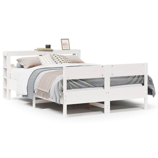 vidaXL Bedframe zonder matras massief grenenhout wit 120x190 cm