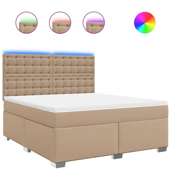 vidaXL Boxspring met matras kunstleer cappuccinokleurig 180x200 cm