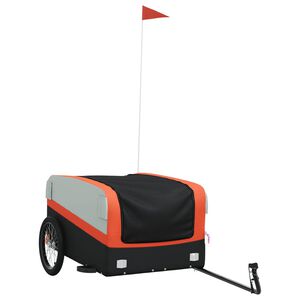 vidaXL Fietstrailer 45 kg ijzer zwart en oranje