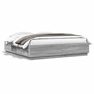 vidaXL Bedframe bewerkt hout grijs sonoma eikenkleurig 200x200 cm