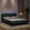 vidaXL Bedframe met LED zonder matras fluweel donkergroen 160x200 cm