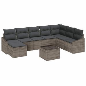 vidaXL Tuin Sofa Set met kussen 8 pcs Lichtgrijs poly rattan