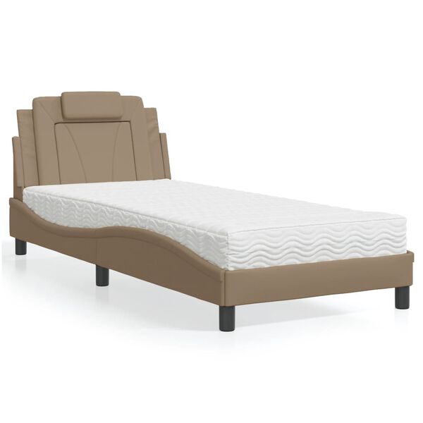 vidaXL Bed "Viana" met matras kunstleer cappuccinokleurig 90x200 cm
