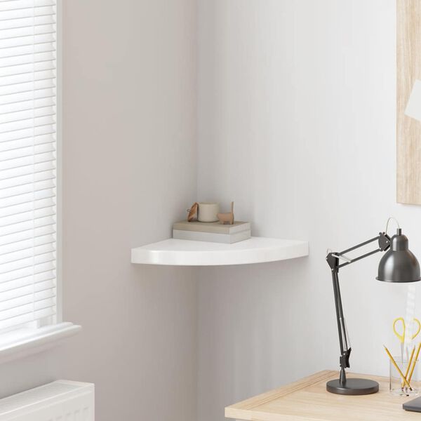 vidaXL Hoekschap zwevend 35x35x3,8 cm MDF hoogglans wit