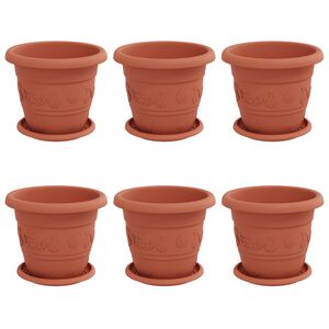 vidaXL Plantenpotten 6 pcs Baksteenrood &Oslash; 26 x 21.5 cm Kunststof