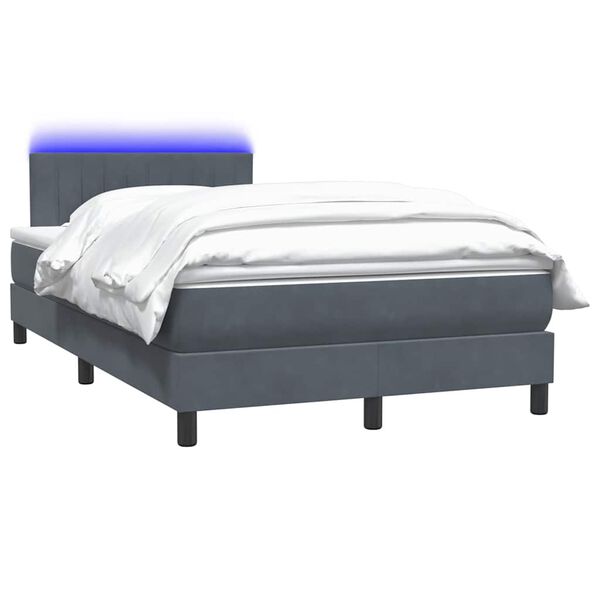 vidaXL Boxspring met matras en LED fluweel donkergrijs 120x220 cm