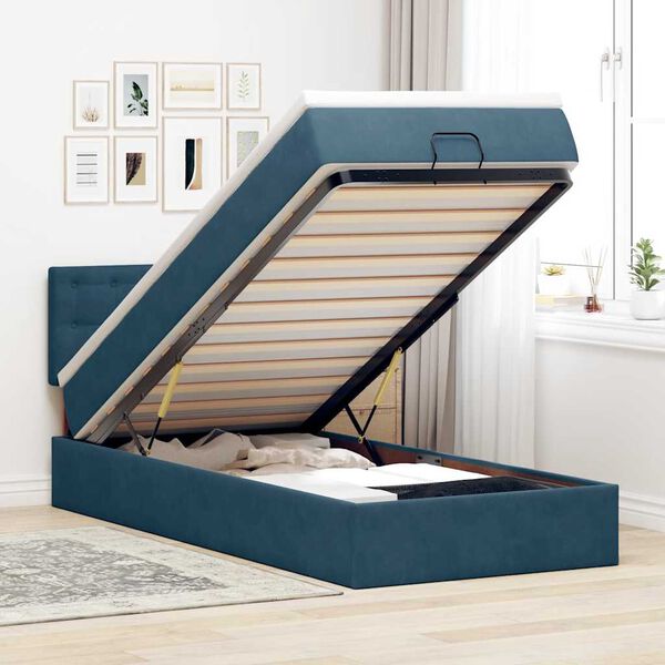 vidaXL Ottoman bed met matras 80x200cm fluweel donkerblauw