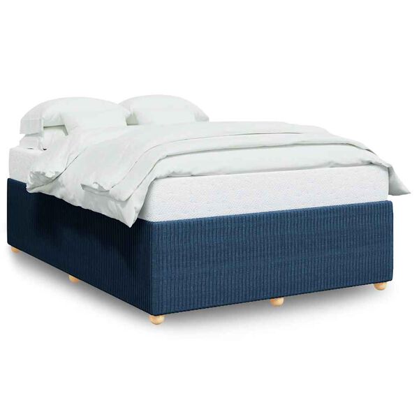 vidaXL Bedframe zonder matras stof blauw 140x200 cm