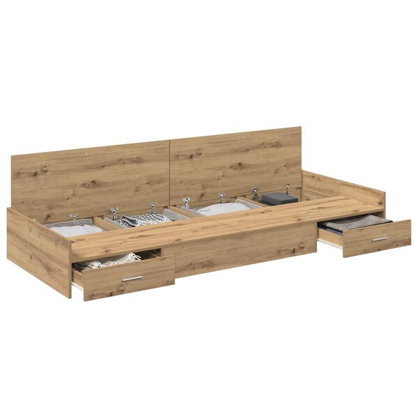 vidaXL Bedframe met hoofdeinde Artisan Eiken 100 x 200 cm Bewerkt hout