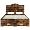vidaXL Bedframe met hoofdeinde Gerookt eiken 135 x 190 cm Bewerkt hout