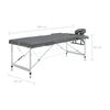 vidaXL Massagetafel met 3 zones 186x68 cm aluminium frame antraciet