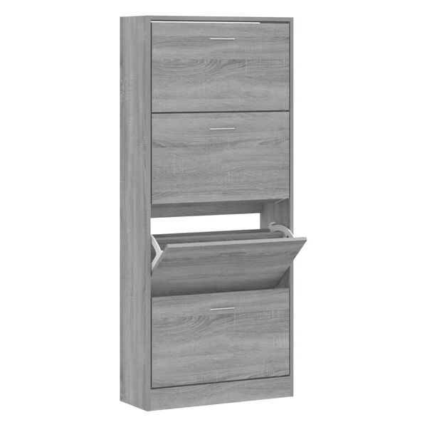 vidaXL Schoenenkast 63x24x147 cm bewerkt hout grijs sonoma