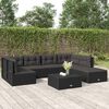 vidaXL 7-delige Loungeset met kussens poly rattan zwart