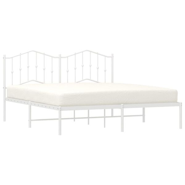 vidaXL Bedframe met hoofdbord metaal wit 183x213 cm