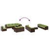 vidaXL 9-delige Loungeset met kussens poly rattan bruin