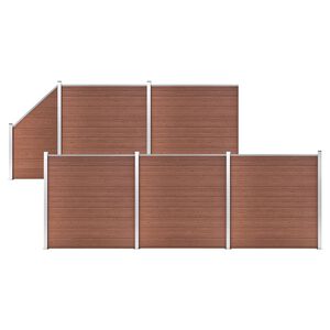 vidaXL Schuttingset 5 vierkant en 1 schuin 965x186 cm HKC bruin