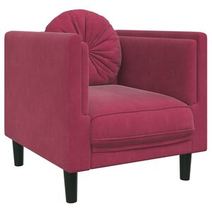 vidaXL Fauteuil met kussen fluweel wijnrood
