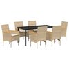 vidaXL Tuin eettafelset 7 st Beige poly rattan