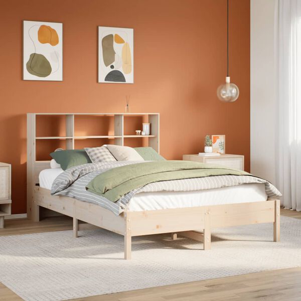 vidaXL Bed met boekenkast zonder matras massief grenenhout 120x190 cm