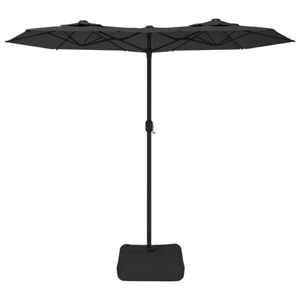 vidaXL Parasol dubbel dak met LED's 316x145 cm antracietkleurig