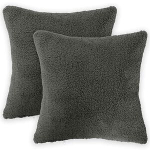 vidaXL Kussensloop 2 pcs HEERLEN Donkergrijs 30 x 30 cm Boucl&eacute;